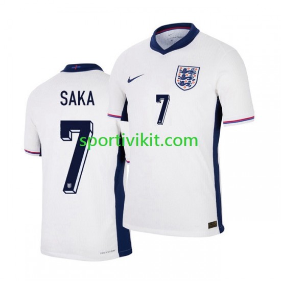 Inghilterra Saka 7 Bianco Uomo Maglia Prima Euro 2024 Manica Corta