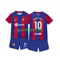 Completo da calcio Bambini FC Barcelona Ansu Fati 10 Maglia Prima 2023-2024 Manica Corta
