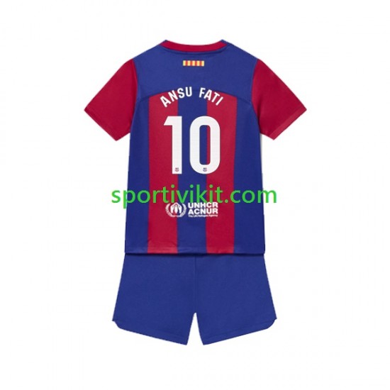 Completo da calcio Bambini FC Barcelona Ansu Fati 10 Maglia Prima 2023-2024 Manica Corta