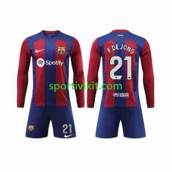 Completo da calcio Bambini FC Barcelona Frenkie de Jong 21 Maglia Prima 2023-2024 Manica Lunga