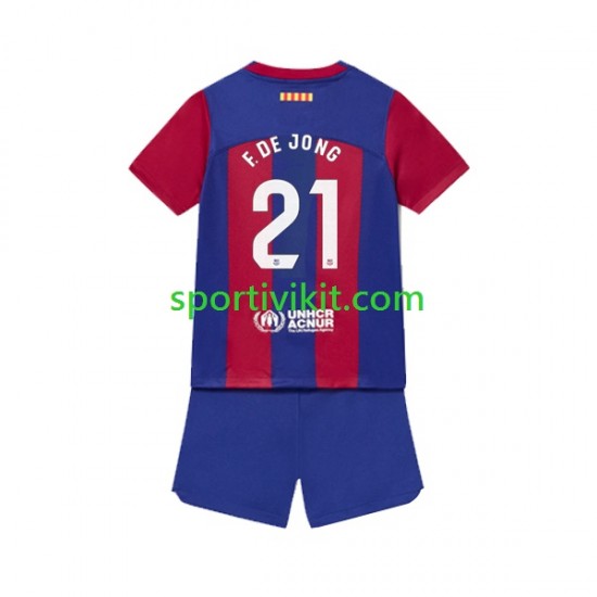 Completo da calcio Bambini FC Barcelona Frenkie de Jong 21 Maglia Prima 2023-2024 Manica Corta