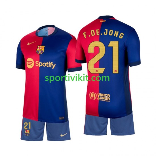 Completo da calcio Bambini FC Barcelona Frenkie de Jong 21 Maglia Prima 2024-2025 Manica Corta