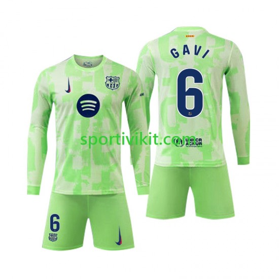 Completo da calcio Bambini FC Barcelona Gavi 6 Maglia Terza 2024-2025 Manica Lunga