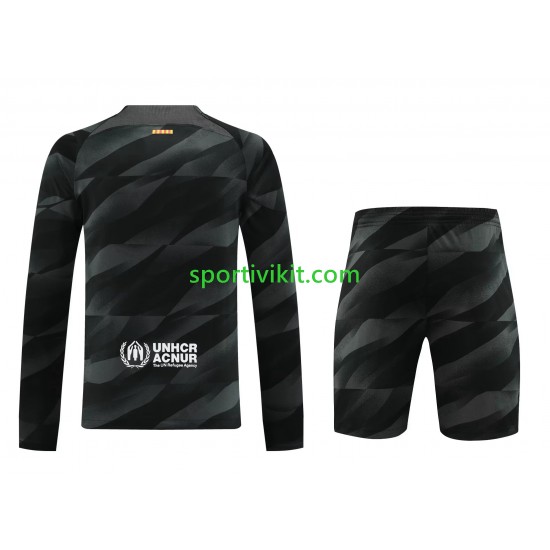 Completo da calcio Bambini FC Barcelona Portiere Maglia Seconda 2023-2024 Manica Lunga