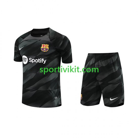 Completo da calcio Bambini FC Barcelona Portiere Maglia Seconda 2023-2024 Manica Corta Completo da calcio Bambini FC Barcelona Portiere Maglia Seconda 2023-2024 Manica Corta