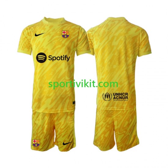 Completo da calcio Bambini FC Barcelona Portiere Maglia Seconda 2024-2025 Manica Corta