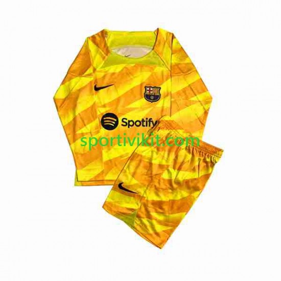 Completo da calcio Bambini FC Barcelona Portiere Maglia Quarto 2023-2024 Manica Lunga Completo da calcio Bambini FC Barcelona Portiere Maglia Quarto 2023-2024 Manica Lunga