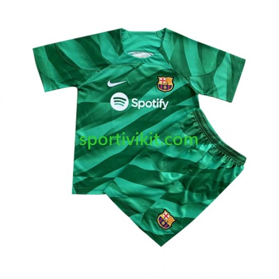 Completo da calcio Bambini FC Barcelona Portiere Maglia Prima 2023-2024 Manica Corta Completo da calcio Bambini FC Barcelona Portiere Maglia Prima 2023-2024 Manica Corta
