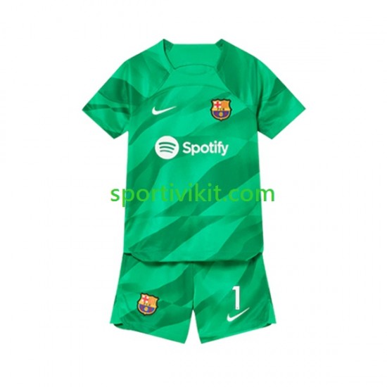 Completo da calcio Bambini FC Barcelona Portiere Ter Stegen 1 Maglia Prima 2023-2024 Manica Corta