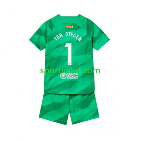 Completo da calcio Bambini FC Barcelona Portiere Ter Stegen 1 Maglia Prima 2023-2024 Manica Corta