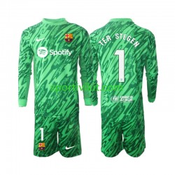 Completo da calcio Bambini FC Barcelona Portiere Ter Stegen 1 Verde Maglia Prima 2024-2025 Manica Lunga