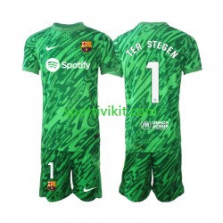 Completo da calcio Bambini FC Barcelona Portiere Ter Stegen 1 Verde Maglia Prima 2024-2025 Manica Corta