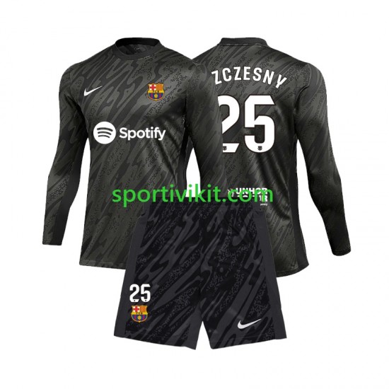 Completo da calcio Bambini FC Barcelona Portiere Wojciech Szczesny 25 Maglia Seconda 2024-2025 Manica Lunga