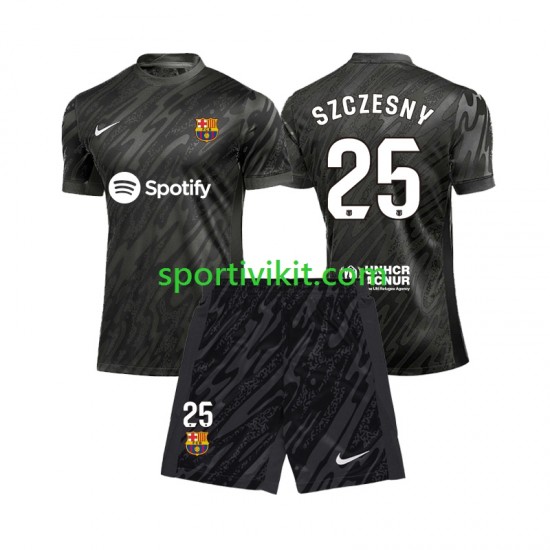 Completo da calcio Bambini FC Barcelona Portiere Wojciech Szczesny 25 Maglia Seconda 2024-2025 Manica Corta Completo da calcio Bambini FC Barcelona Portiere Wojciech Szczesny 25 Maglia Seconda 2024-2025 Manica Corta