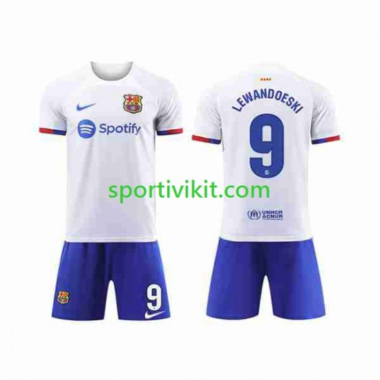 Completo da calcio Bambini FC Barcelona LEWANDOWSKI 9 Maglia Seconda 2023-2024 Manica Corta