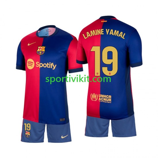 Completo da calcio Bambini FC Barcelona Lamine Yamal 19 Maglia Prima 2024-2025 Manica Corta Completo da calcio Bambini FC Barcelona Lamine Yamal 19 Maglia Prima 2024-2025 Manica Corta