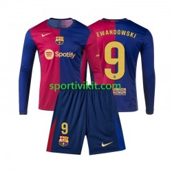 Completo da calcio Bambini FC Barcelona Lewandowski 9 Maglia Prima 2024-2025 Manica Lunga