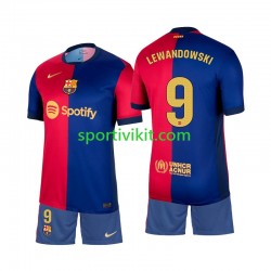 Completo da calcio Bambini FC Barcelona Lewandowski 9 Maglia Prima 2024-2025 Manica Corta