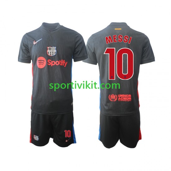 Completo da calcio Bambini FC Barcelona Lionel Messi 10 Maglia Seconda 2024-2025 Manica Corta