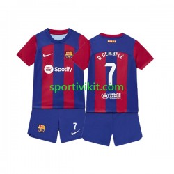 Completo da calcio Bambini FC Barcelona Ousmane Dembele 7 Maglia Prima 2023-2024 Manica Corta