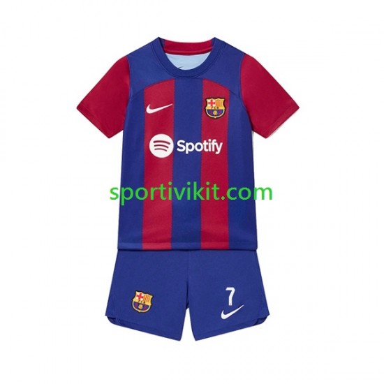 Completo da calcio Bambini FC Barcelona Ousmane Dembele 7 Maglia Prima 2023-2024 Manica Corta