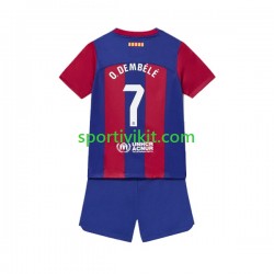 Completo da calcio Bambini FC Barcelona Ousmane Dembele 7 Maglia Prima 2023-2024 Manica Corta