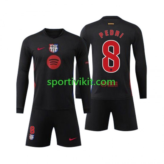 Completo da calcio Bambini FC Barcelona Pedri 8 Maglia Seconda 2024-2025 Manica Lunga Completo da calcio Bambini FC Barcelona Pedri 8 Maglia Seconda 2024-2025 Manica Lunga