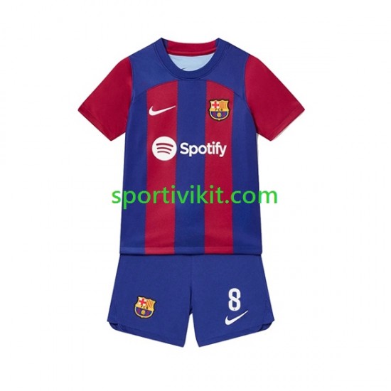 Completo da calcio Bambini FC Barcelona Pedri 8 Maglia Prima 2023-2024 Manica Corta