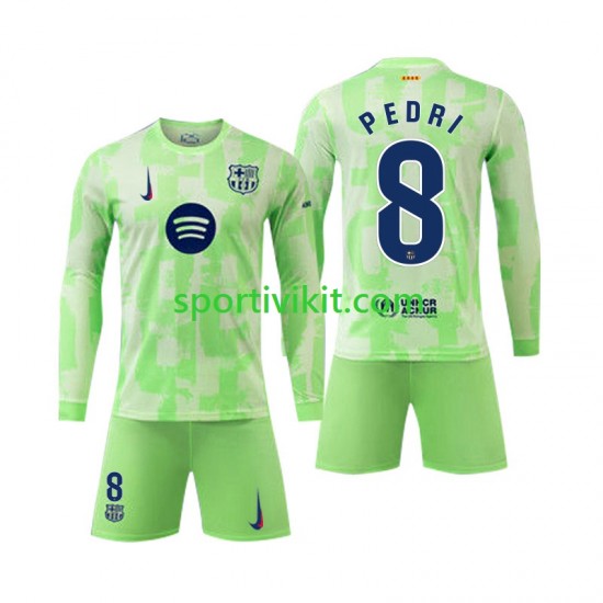 Completo da calcio Bambini FC Barcelona Pedri 8 Maglia Terza 2024-2025 Manica Lunga