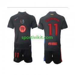 Completo da calcio Bambini FC Barcelona Raphinha 11 Maglia Seconda 2024-2025 Manica Corta