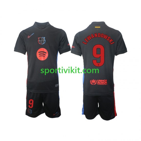 Completo da calcio Bambini FC Barcelona Robert Lewandowski 9 Maglia Seconda 2024-2025 Manica Corta
