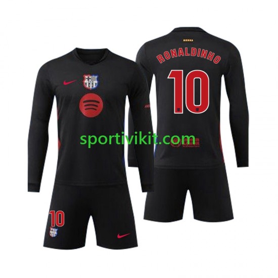 Completo da calcio Bambini FC Barcelona Ronaldinho 10 Maglia Seconda 2024-2025 Manica Lunga