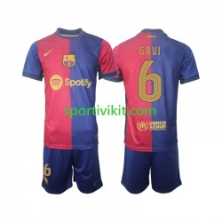 Completo da calcio Bambini FC Barcelona UCL Font Gavi 6 Maglia Prima 2024-2025 Manica Corta
