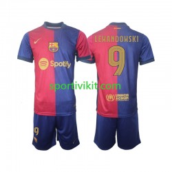 Completo da calcio Bambini FC Barcelona UCL Font Robert Lewandowski 9 Maglia Prima 2024-2025 Manica Corta