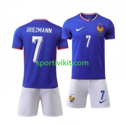 Completo da calcio Bambini Francia Antoine Griezmann 7 Blu Maglia Prima Euro 2024 Manica Corta