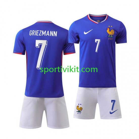 Completo da calcio Bambini Francia Antoine Griezmann 7 Blu Maglia Prima Euro 2024 Manica Corta Completo da calcio Bambini Francia Antoine Griezmann 7 Blu Maglia Prima Euro 2024 Manica Corta