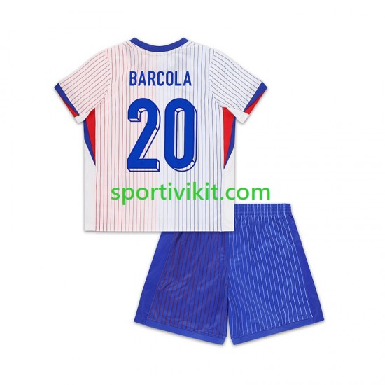 Completo da calcio Bambini Francia Bradley Barcola 20 Maglia Seconda 2024 Manica Corta Completo da calcio Bambini Francia Bradley Barcola 20 Maglia Seconda 2024 Manica Corta