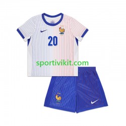 Completo da calcio Bambini Francia Bradley Barcola 20 Maglia Seconda 2024 Manica Corta