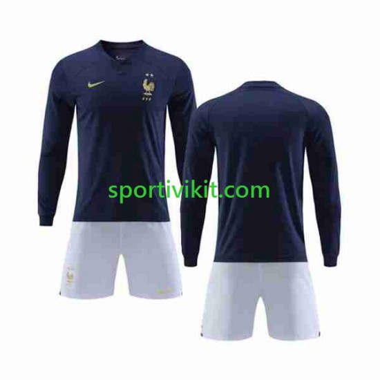 Completo da calcio Bambini Francia Maglia Prima Coppa del Mondo 2022 Manica Lunga Completo da calcio Bambini Francia Maglia Prima Coppa del Mondo 2022 Manica Lunga