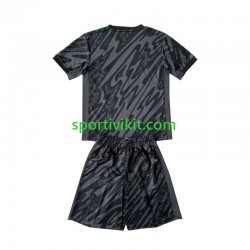 Completo da calcio Bambini Francia Portiere Nero Maglia Seconda Euro 2024 Manica Corta