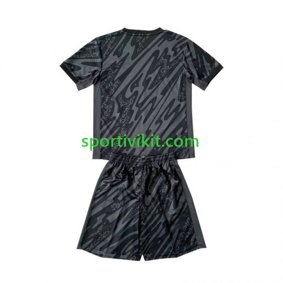 Completo da calcio Bambini Francia Portiere Nero Maglia Seconda Euro 2024 Manica Corta