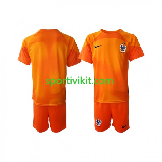 Completo da calcio Bambini Francia Portiere Maglia Seconda Coppa del Mondo 2022 Manica Corta Completo da calcio Bambini Francia Portiere Maglia Seconda Coppa del Mondo 2022 Manica Corta