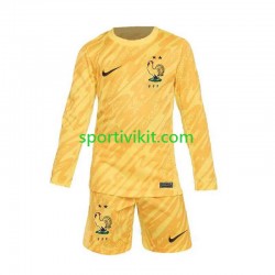 Completo da calcio Bambini Francia Portiere Giallo Maglia Prima Euro 2024 Manica Lunga