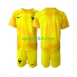Completo da calcio Bambini Francia Portiere Maglia Terza Coppa del Mondo 2022 Manica Corta
