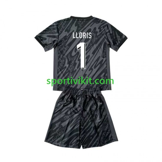 Completo da calcio Bambini Francia Portiere Hugo Lloris 1 Nero Maglia Seconda Euro 2024 Manica Corta Completo da calcio Bambini Francia Portiere Hugo Lloris 1 Nero Maglia Seconda Euro 2024 Manica Corta