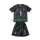 Completo da calcio Bambini Francia Portiere Hugo Lloris 1 Nero Maglia Seconda Euro 2024 Manica Corta