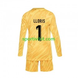 Completo da calcio Bambini Francia Portiere Hugo Lloris 1 Giallo Maglia Prima Euro 2024 Manica Lunga