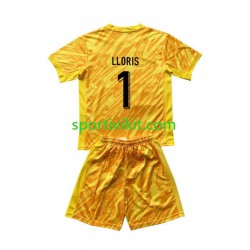 Completo da calcio Bambini Francia Portiere Hugo Lloris 1 Giallo Maglia Prima Euro 2024 Manica Corta