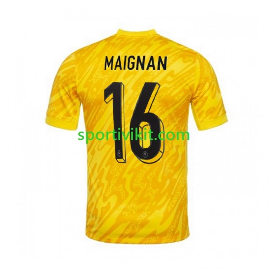 Francia Portiere MAIGNAN 16 Giallo Uomo Maglia Prima Euro 2024 Manica Corta
