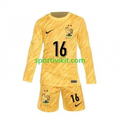 Completo da calcio Bambini Francia Portiere Mike Maignan 16 Giallo Maglia Prima Euro 2024 Manica Lunga